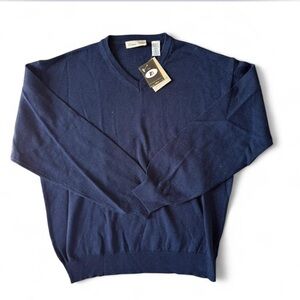 NWT Cortina Italia Lightweight Blue Merino Wool Pullover Sweater Men’s Size L